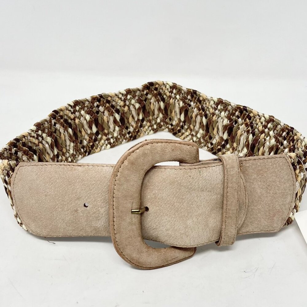 Kendell & Marcus Vtg Woven‎ Multi Brown Stretch Faux Suede Extra Wide Belt Small